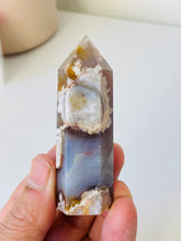 Load image into Gallery viewer, Black Flower Agate Crystal Tower T014a