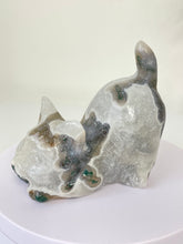 Load image into Gallery viewer, Moss Agate Crystal Cat Carving Large S067