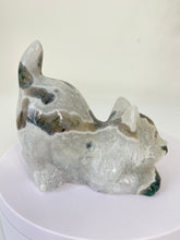 Load image into Gallery viewer, Moss Agate Crystal Cat Carving Large S067
