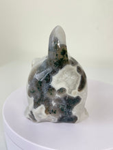 Load image into Gallery viewer, Moss Agate Crystal Cat Carving Large S067