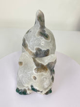 Load image into Gallery viewer, Moss Agate Crystal Cat Carving Large S067