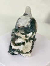 Load image into Gallery viewer, Moss Agate Crystal Cat Carving Large S068