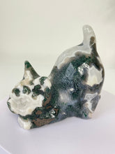 Load image into Gallery viewer, Moss Agate Crystal Cat Carving Large S068