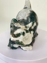 Load image into Gallery viewer, Moss Agate Crystal Cat Carving Large S068