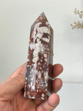 Load image into Gallery viewer, Large Black Flower Agate Crystal Tower High Grade T037a