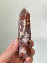 Load image into Gallery viewer, Large Black Flower Agate Crystal Tower High Grade T039a