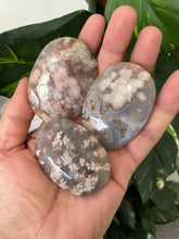 Load image into Gallery viewer, Pink Flower Agate Palm Stone Natural x 1 PS027