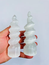 Load image into Gallery viewer, Selenite Crystal Spiral Tower SN015  x 1
