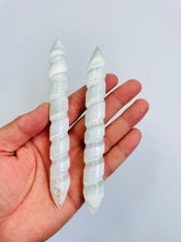 Load image into Gallery viewer, Selenite Spiral Wand Crystal (15cm) SN019 x 1