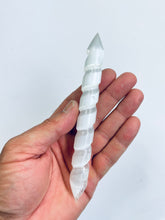 Load image into Gallery viewer, Selenite Spiral Wand Crystal (15cm) SN019 x 1