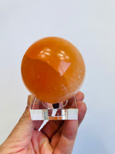 Load image into Gallery viewer, Orange Selenite Crystal Sphere 7cm x 1 (SN029)
