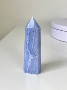 Blue Lace Agate Tower High Grade T180a