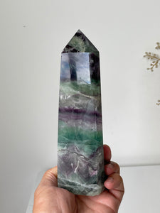 Large Rainbow Fluorite Crystal Tower T245a