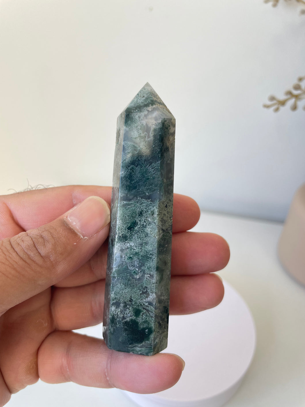 Moss Agate Tower High Grade Crystal T221a