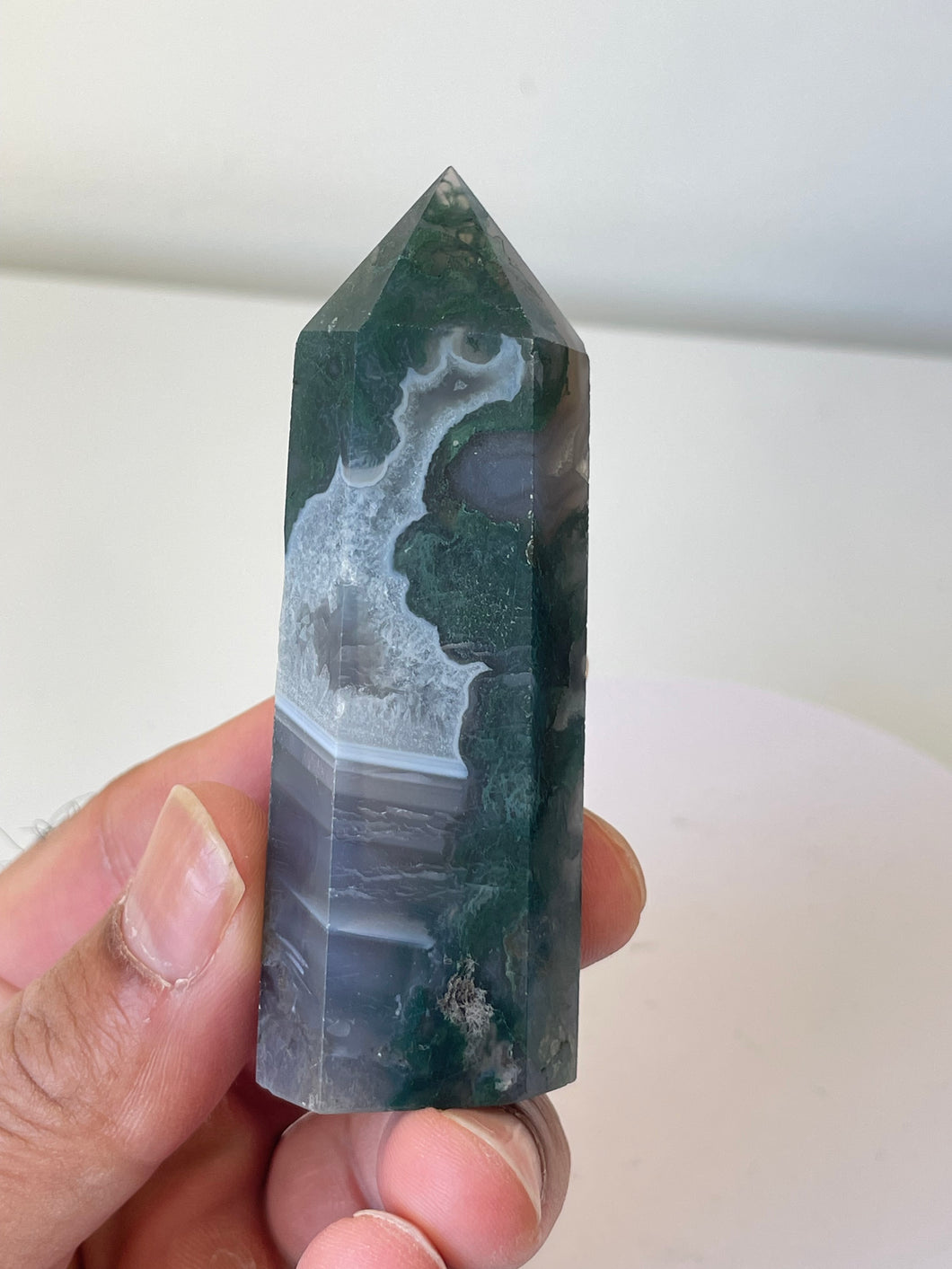 Moss Agate Tower High Grade Crystal T223a