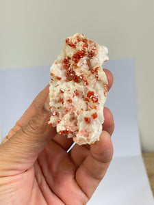 Vanadinite on Barite Crystal Cluster V057