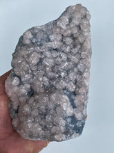 Load image into Gallery viewer, Pink Apophyllite on Blue Chalcedony Free Standing  Crystal AP434
