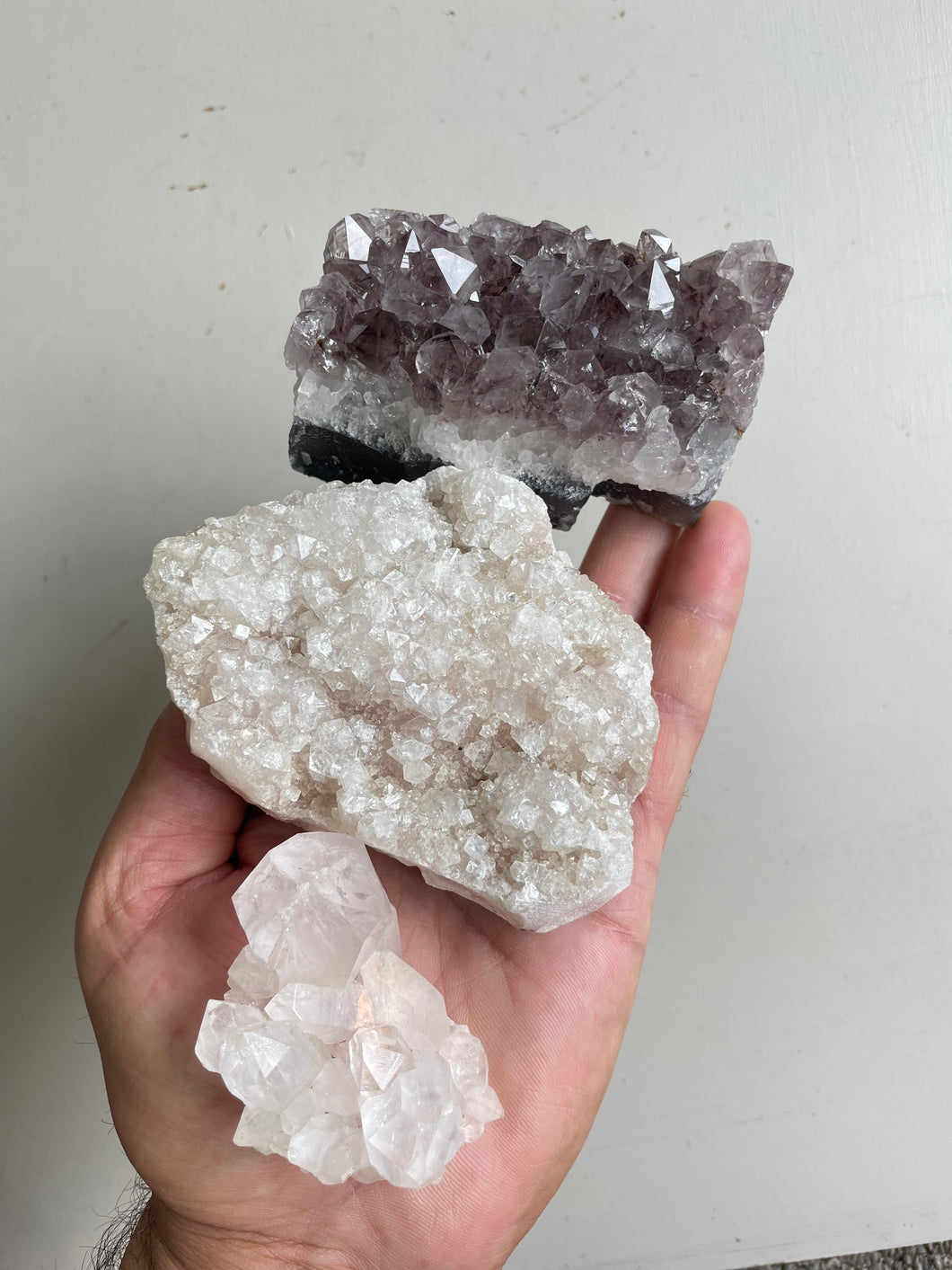 Crystal kit (pack of 3) Amethyst, Pink Apophyllite, Himalayan Quartz K212