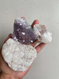 Crystal kit (pack of 3) Amethyst, Pink Apophyllite, Himalayan Quartz K214