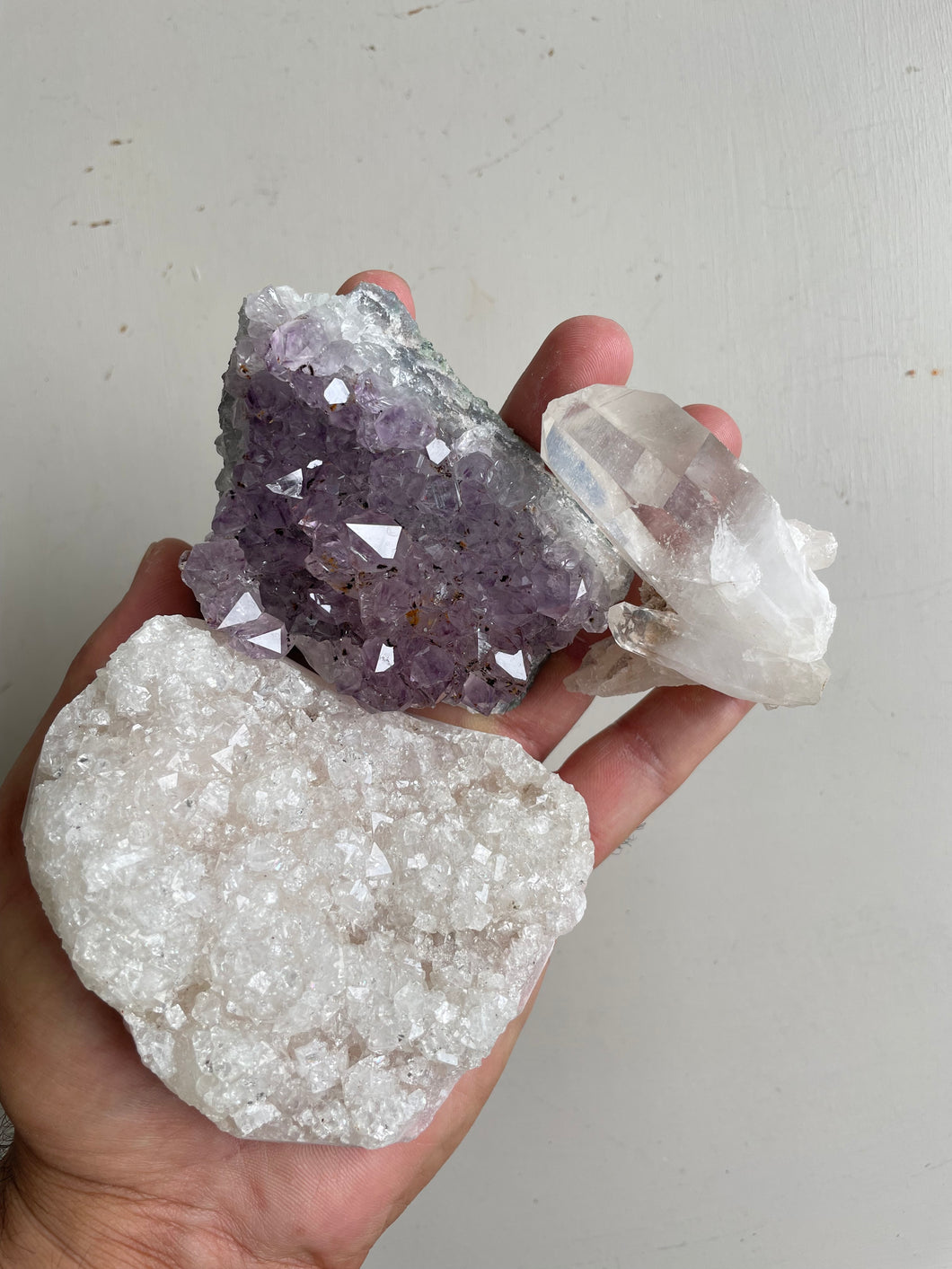 Crystal kit (pack of 3) Amethyst, Pink Apophyllite, Himalayan Quartz K214