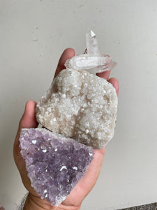 Crystal kit (pack of 3) Amethyst, Pink Apophyllite, Himalayan Quartz K215