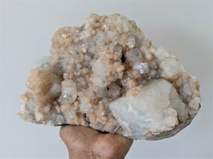 Large Green Apophyllite with Stilbite Crystal AP178