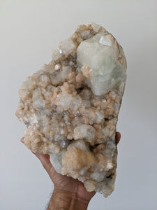 Large Green Apophyllite with Stilbite Crystal AP178