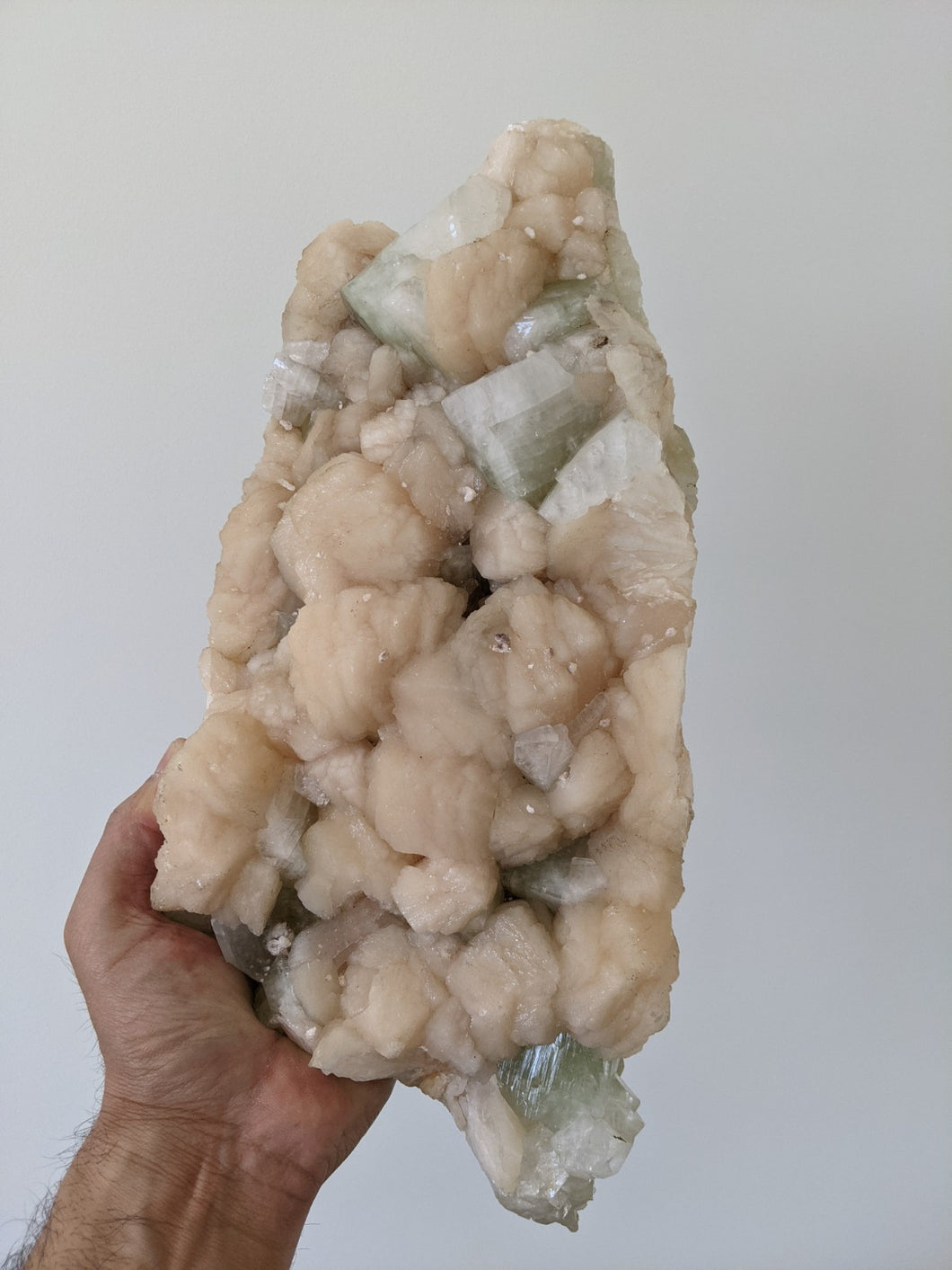 Large Green Apophyllite with Stilbite Crystal AP175