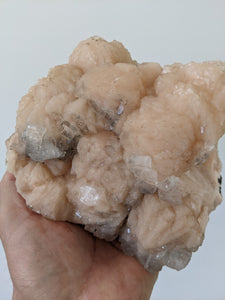 Large Green Apophyllite with Stilbite Crystal AP174