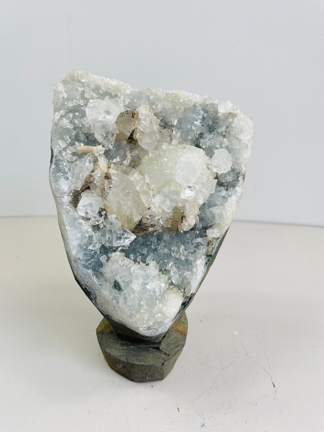 Apophyllite Geode Free Standing Crystal Cluster AP318a