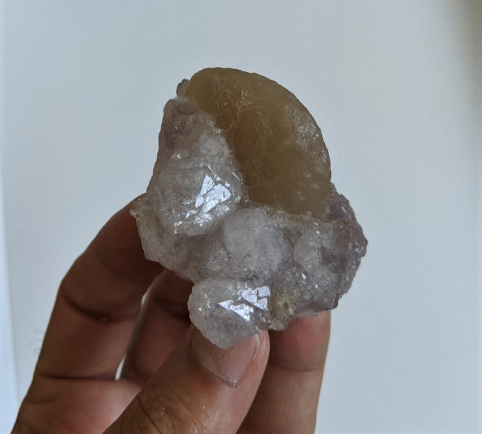 Hemispheroidal/ Botryoidal Fluorite on Quartz Crystal/Mineral, India 60x55mm - Crystal King Australia