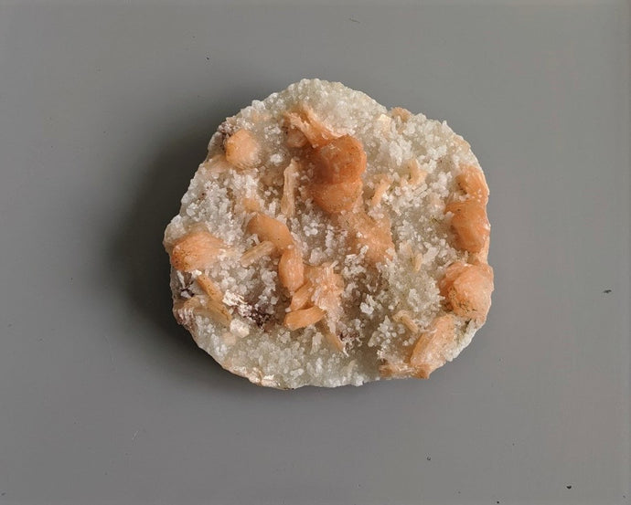 Dark Orange Stilbite with Chalcedony Natural Crystal 130x120mm - Crystal King Australia
