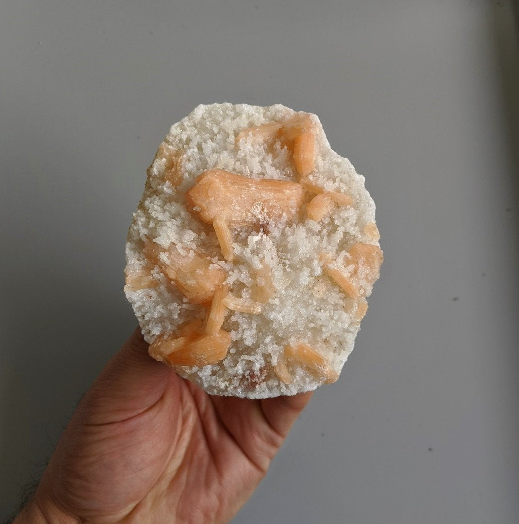 Dark Orange Stilbite with Chalcedony Natural Crystal 100x85mm - Crystal King Australia