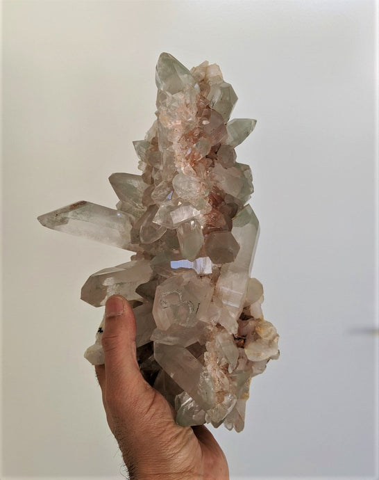 Large Green Phantom Quartz Cluster Natural Himalayan Rare Crystal (270x140mm) - Crystal King Australia