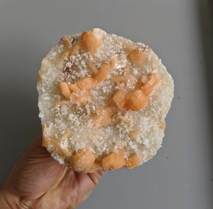Dark Orange Stilbite with Chalcedony Natural Crystal 130x120mm - Crystal King Australia