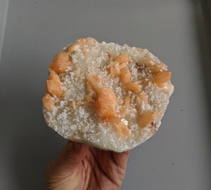 Dark Orange Stilbite with Chalcedony Natural Crystal 130x120mm - Crystal King Australia