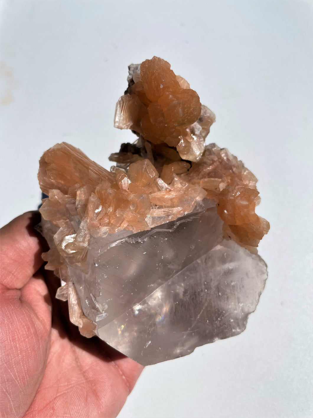 Stilbite with Calcite Crystal Cluster AP754